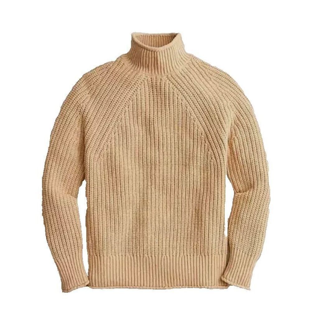 J.Crew Relaxed Rollneck Cotton Sweater Sandy Beach Tan Size XXS NWOT